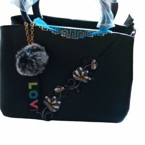 Fashion black flower purse